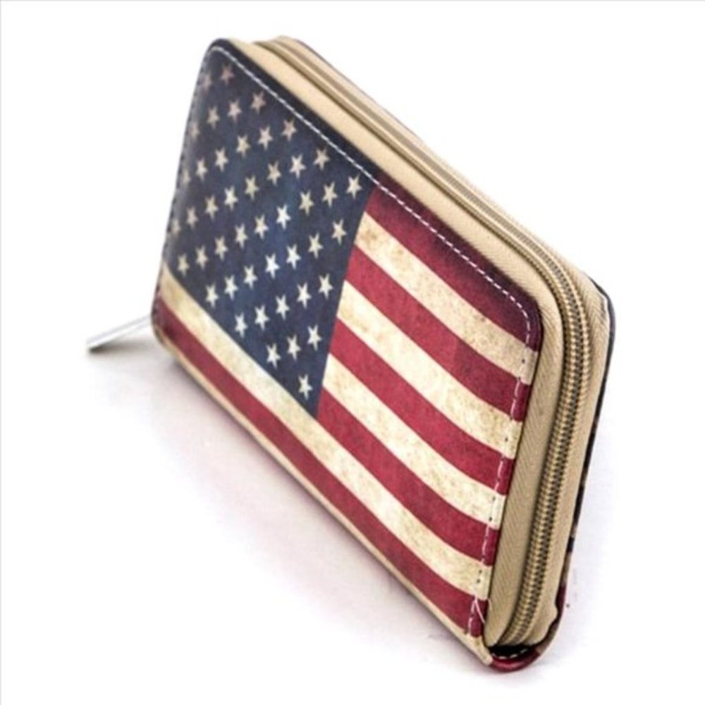 3 for $20 US Flag Zip Around Wallet